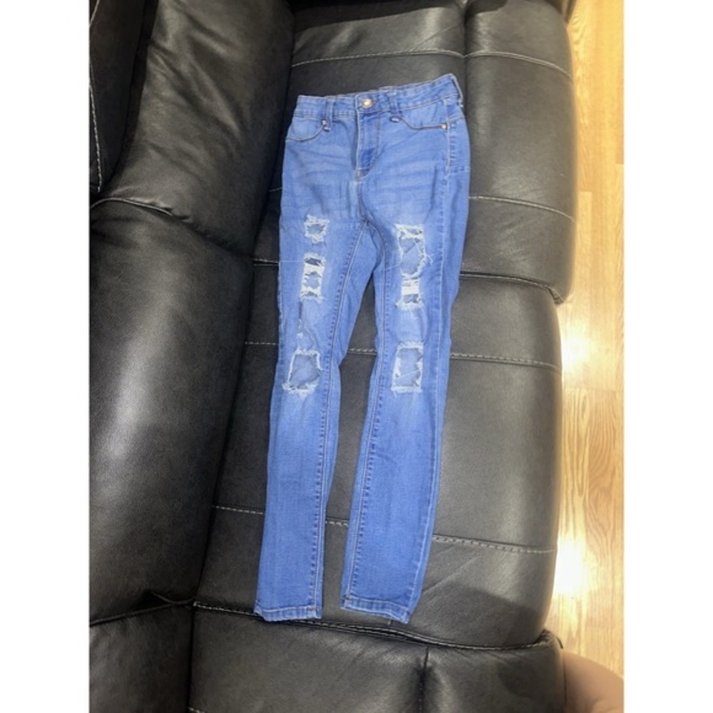 No boundaries NOBO Ripped Skinny Jeans Size 3‎ Women's Blue High Rise